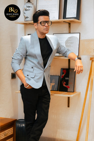 Manoj Bajpayee in Our Blue Linen Slim-fit Blazer - Bharat Reshma