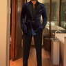 VIN RANA in Our Blue Velvet tuxedo with thred-buttoned - Bharat Reshma