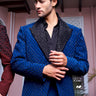Blue Italian Designer Tuxedo Set with Hand Embroidery - Bharat Reshma