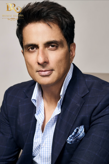 Sonu Sood in Blue Check formal Suit - Bharat Reshma