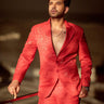 Karan Kundra in Our Red All Season Slim-fit Blazer and Pant Set - Bharat Reshma