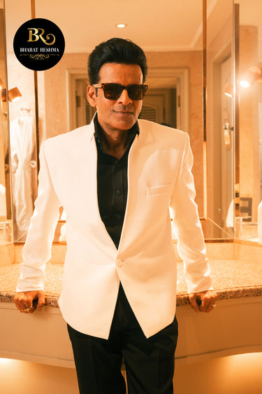 Manoj Bajpayee In Our White Slim-fit Blazer and Pant Set - Bharat Reshma