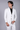 Designer White pattern Pin-stripe work Tuxedo Jacket And Pant Set - Bharat Reshma