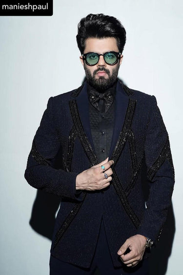 Manish Paul In Our Blue Designer 2 Piece Suit - Bharat Reshma