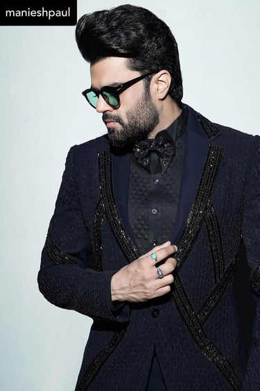 Manish Paul In Our Blue Designer 2 Piece Suit - Bharat Reshma