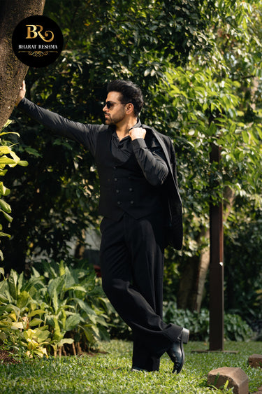 Rithvik Dhanjani in Our Premium Black 3 Piece suit - Bharat Reshma