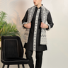 Black Resham Embroidered Geometric Long Nehru Jacket - Bharat Reshma