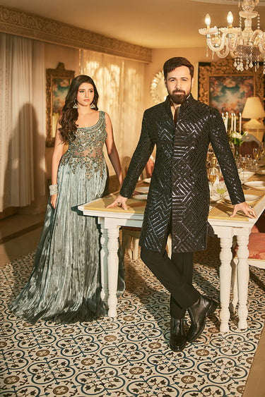 Emraan Hashmi in Balck Designer Indo Western - Bharat Reshma