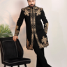 Golden Embroidered Indo Western Set - Bharat Reshma