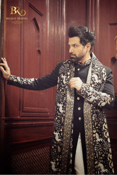 Rithvikk Dhanjani in Our Blue Indo-western with hand embroidery - Bharat Reshma