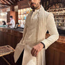 VIN RANA in Our Off white self-textured indo western for Men - Bharat Reshma