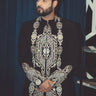 Bismil in All Black Embroidered Indo-western Set - Bharat Reshma