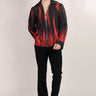 Black Satin Digital Print Jacket - Bharat Reshma