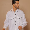 White linen puff embroidery jacket - Bharat Reshma