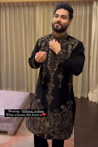 BISMIL in Our Black Heavy embroidery kurta set with Pant - Bharat Reshma