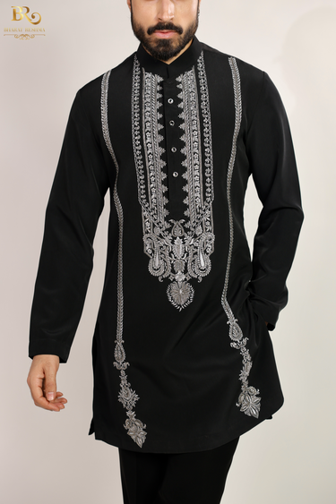Black Embroidered Kurta Set - Bharat Reshma