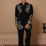 Black Palm Bloom Kurta Set - Bharat Reshma