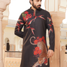 Men's Black Jaguar Printed Kurta - Bharat Reshma