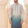 Green ombre kurta set with intricate embroidery - Bharat Reshma