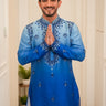Arjun Bijlani in Our Blue Silk Kurta Set - Bharat Reshma