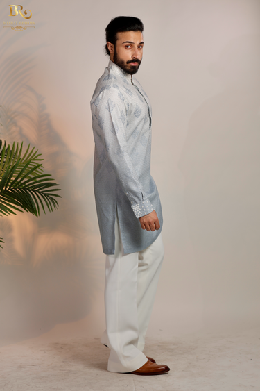 Blue ombre butti design kurta set - Bharat Reshma