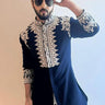 Dheeraj Dhoopar in Our Blue Designer Kurta Set embellished with Resham embroidered - Bharat Reshma
