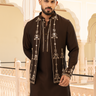 Brown Designer Waistcoat Kurta Set with Mirror Work - Bharat Reshma