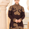 Brown Hand Embroidered Kurta Pajama Set - Bharat Reshma