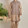 Designer Golden Embroidery Jacket Kurta Set - Bharat Reshma