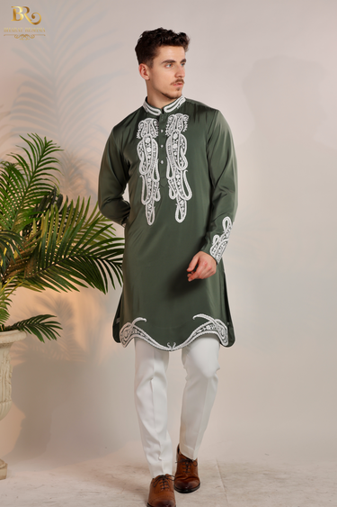Hand Embroidered Kurta Pajama Set - Bharat Reshma