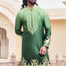 Ombre Green Kurta With Multi Colored Resham Work - Bharat Reshma