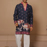 Navy bloom kurta set - Bharat Reshma