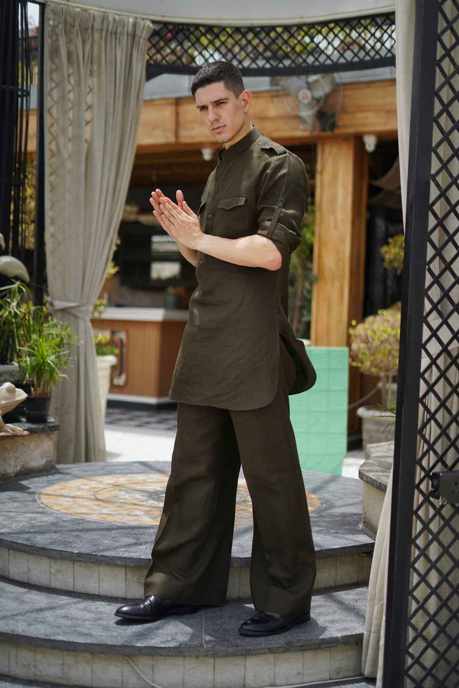 Designer Green Pathani Kurta Set for Men