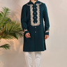 Green Embroidered Floral Kurta Set with Pant - Bharat Reshma