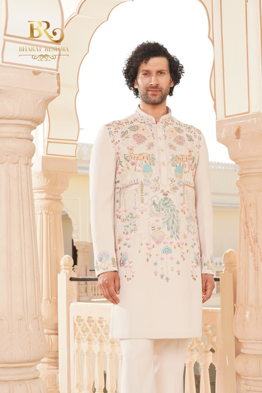 Exquisite PINK Hand Embroideried KURTA SET - Bharat Reshma