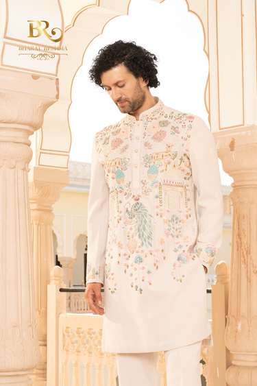 Exquisite PINK Hand Embroideried KURTA SET - Bharat Reshma