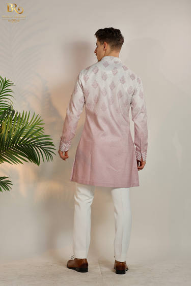 Pink ombre butti design kurta set - Bharat Reshma