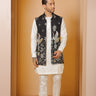 Black jungle majesty bundi kurta set - Bharat Reshma