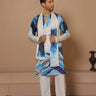Blue wave kurta stole set - Bharat Reshma
