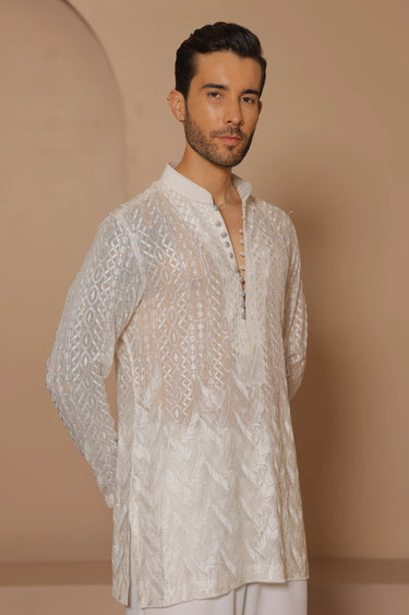 Ivory Flora Whisper Kurta - Bharat Reshma