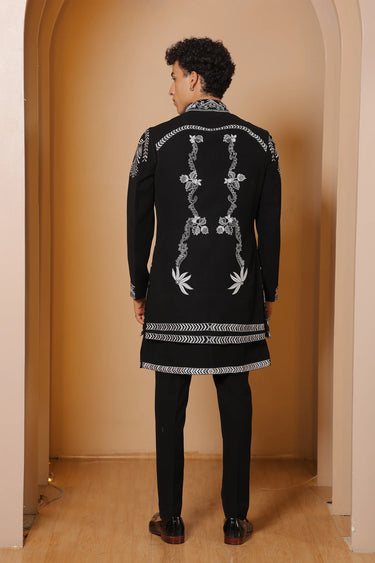 Monochrome tide Bundi kurta set - Bharat Reshma
