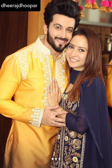 Dheeraj Dhoopar in Oue Ombre Kurta Set embellished with Resham embroidered - Bharat Reshma
