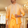 Ombre Yellow Kurta with White Resham work - Bharat Reshma