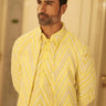 Yellow Resham Embroidered Kurta Set with Jacket - Bharat Reshma