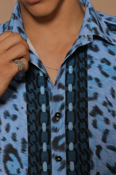 Cheetah Crest Blue Co-Ord Set - Bharat Reshma