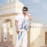 Digital Print white linen Co-Ord Set - Bharat Reshma