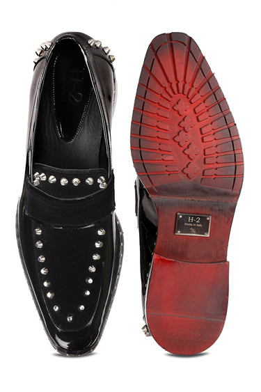 Tan Patent Leather Black Loafers for Men - Bharat Reshma