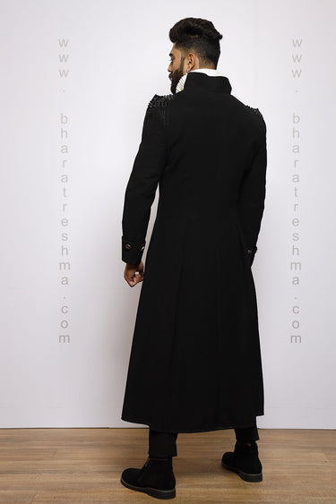 Studs and Cuts Men's Designer Black Gown - Bharat Reshma