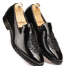 Black Patent Designer Mens's Mojaris with Embroidery - Bharat Reshma