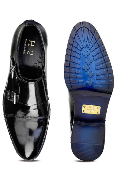 Enzo Black Pure Leather Monk Shoes - Bharat Reshma